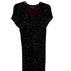 Gala Collection Velvet Burnout Short Sleeve Maxi Dress Maroon 90’s Retro size M